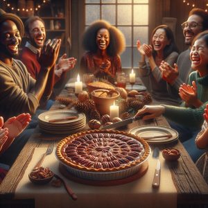 Pecan pie celebration scene.