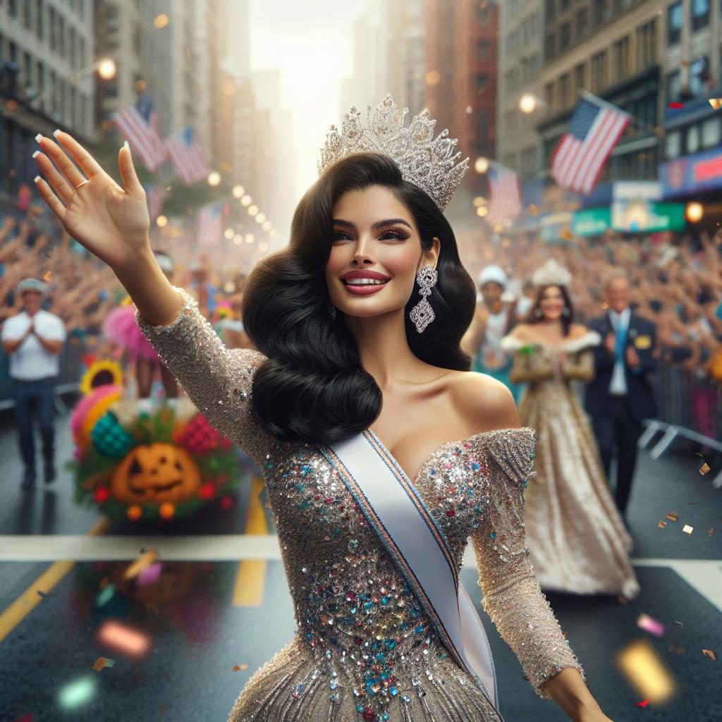 Beauty queen leading parade