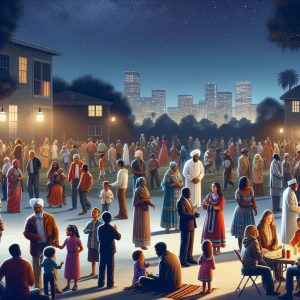 "Community Gathering at Night"