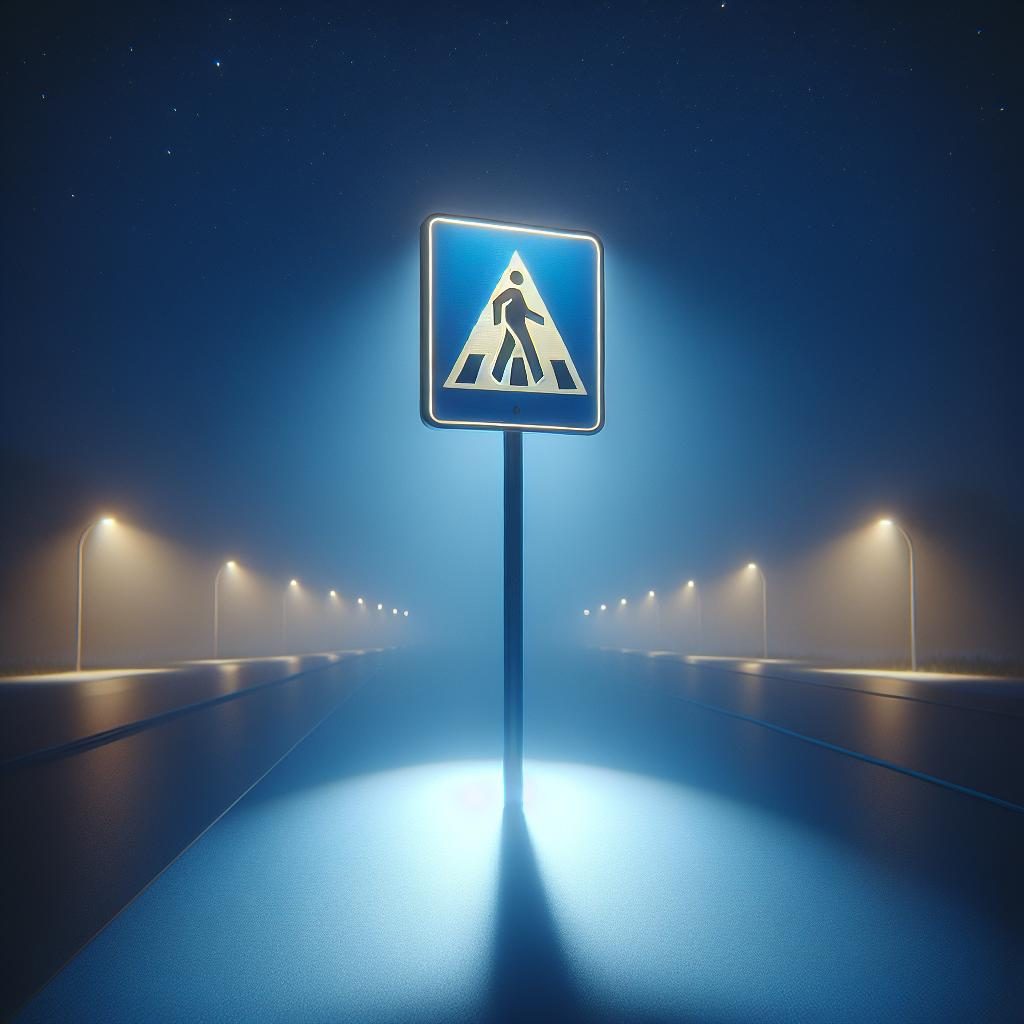 Pedestrian Crossing Sign Nighttime