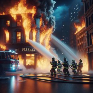 Firefighters battling pizzeria blaze