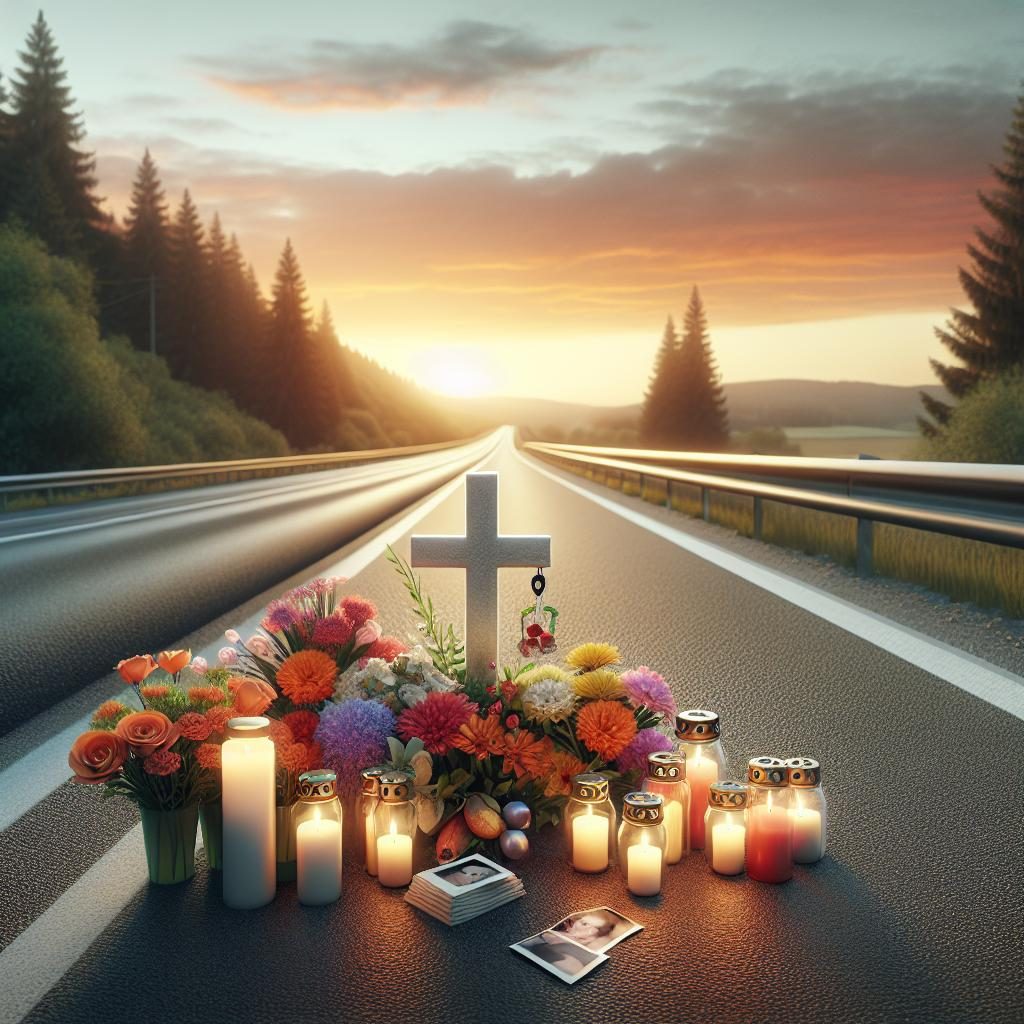 Highway accident memorial scene