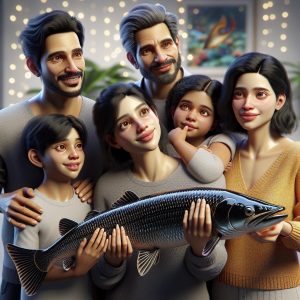 Family holding rare black gar