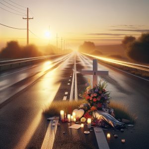 Roadside memorial at accident site