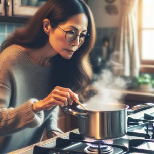 Resident boiling water cautiously