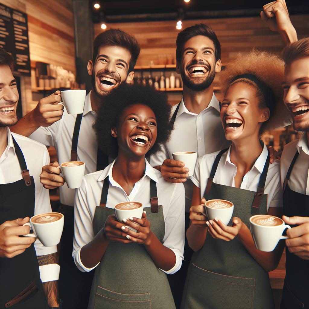 Baristas celebrating together