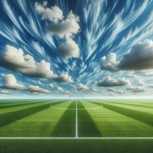 Soccer field under clouds