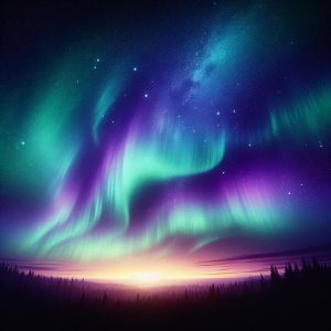 Night sky aurora borealis.