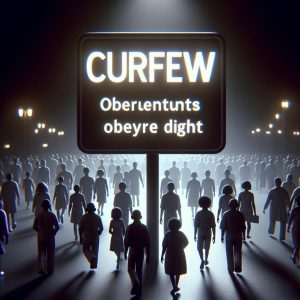 Curfew sign night