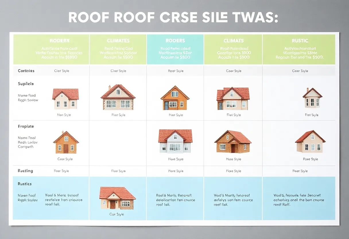 Chart of various roof styles for different climates