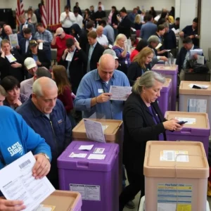 Voting ballots amidst a chaotic election environment.