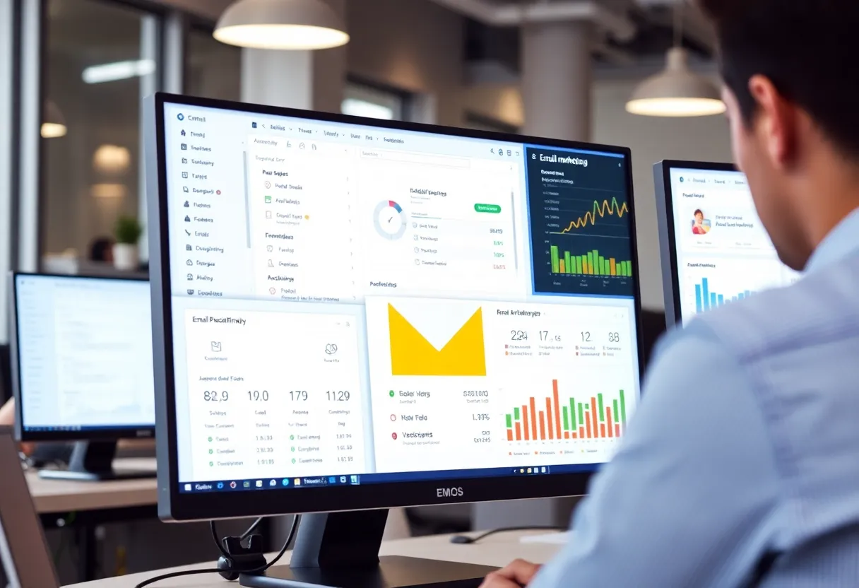 Overview of email marketing tools on a computer screen