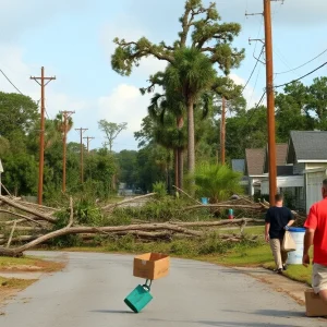 Residents assessing damage after Hurricane Helene in Newberry County.