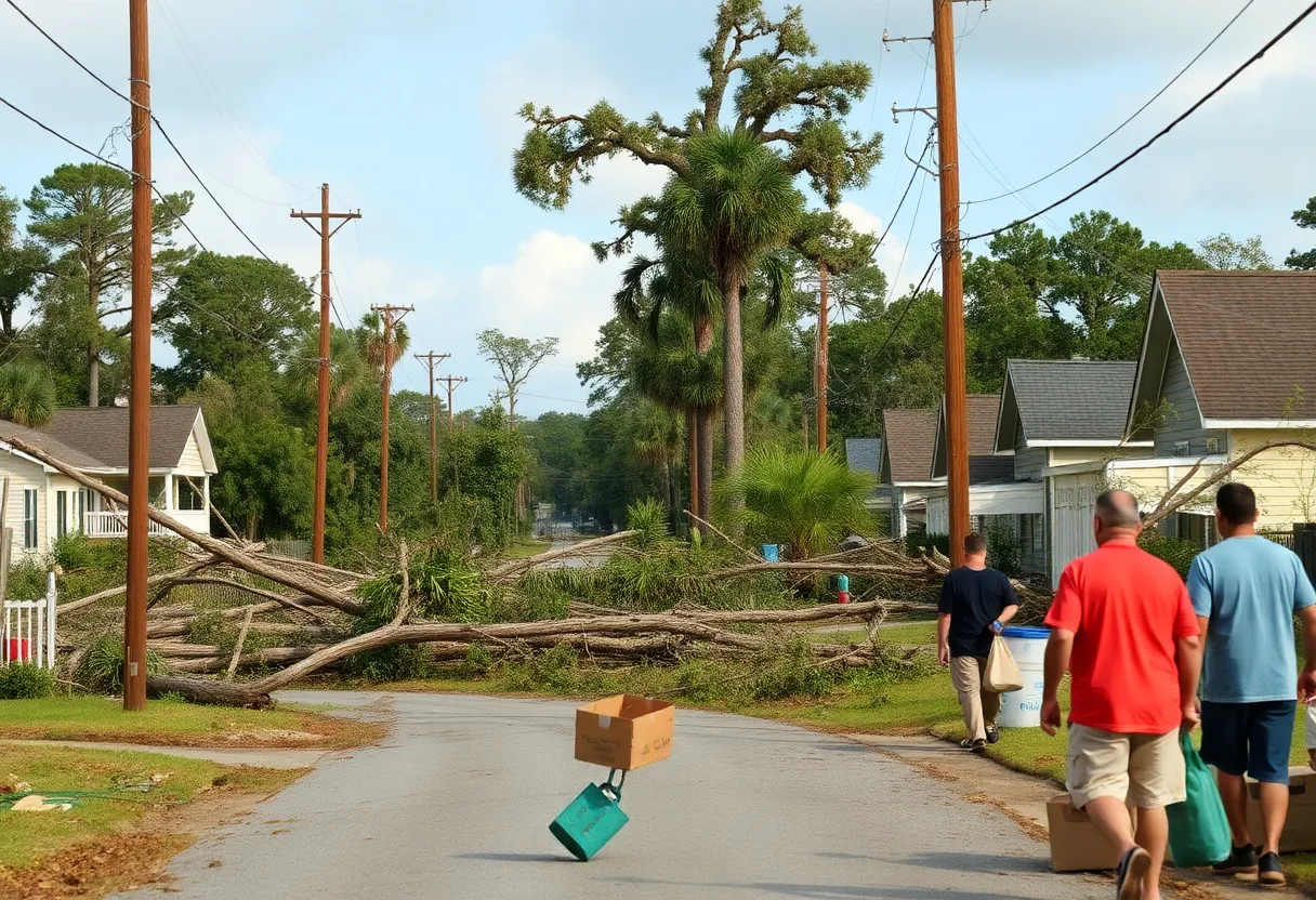 Residents assessing damage after Hurricane Helene in Newberry County.