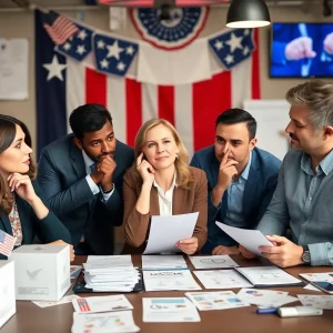 Marketing team working on strategies for the upcoming U.S. Presidential Election