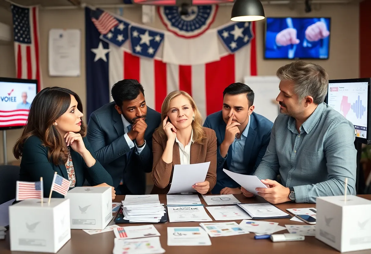 Marketing team working on strategies for the upcoming U.S. Presidential Election