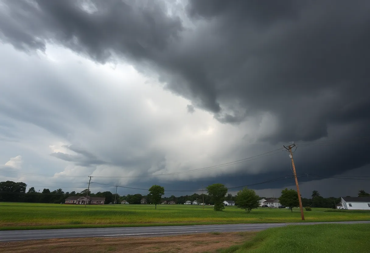 Dark storm clouds indicating a tornado watch in Columbia