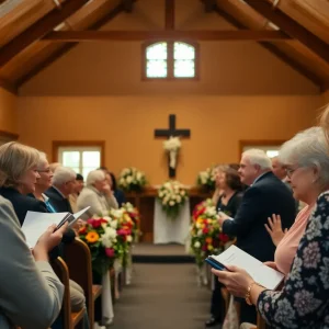 People gathering in a chapel to celebrate the life of Maggie L. Mayers