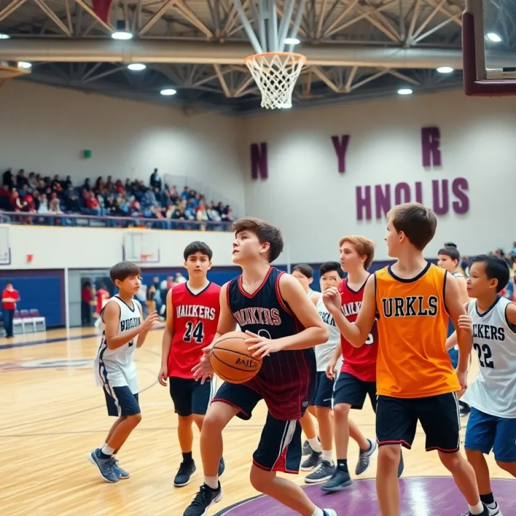 High school basketball players during the Florida Get Down Showcase