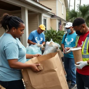 Volunteers assisting hurricane-affected families in South Carolina