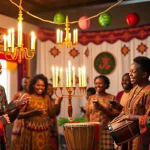 Families celebrating Kwanzaa in Newberry with cultural activities.