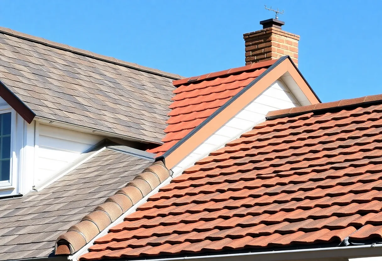 Different types of roofing materials for residential homes.