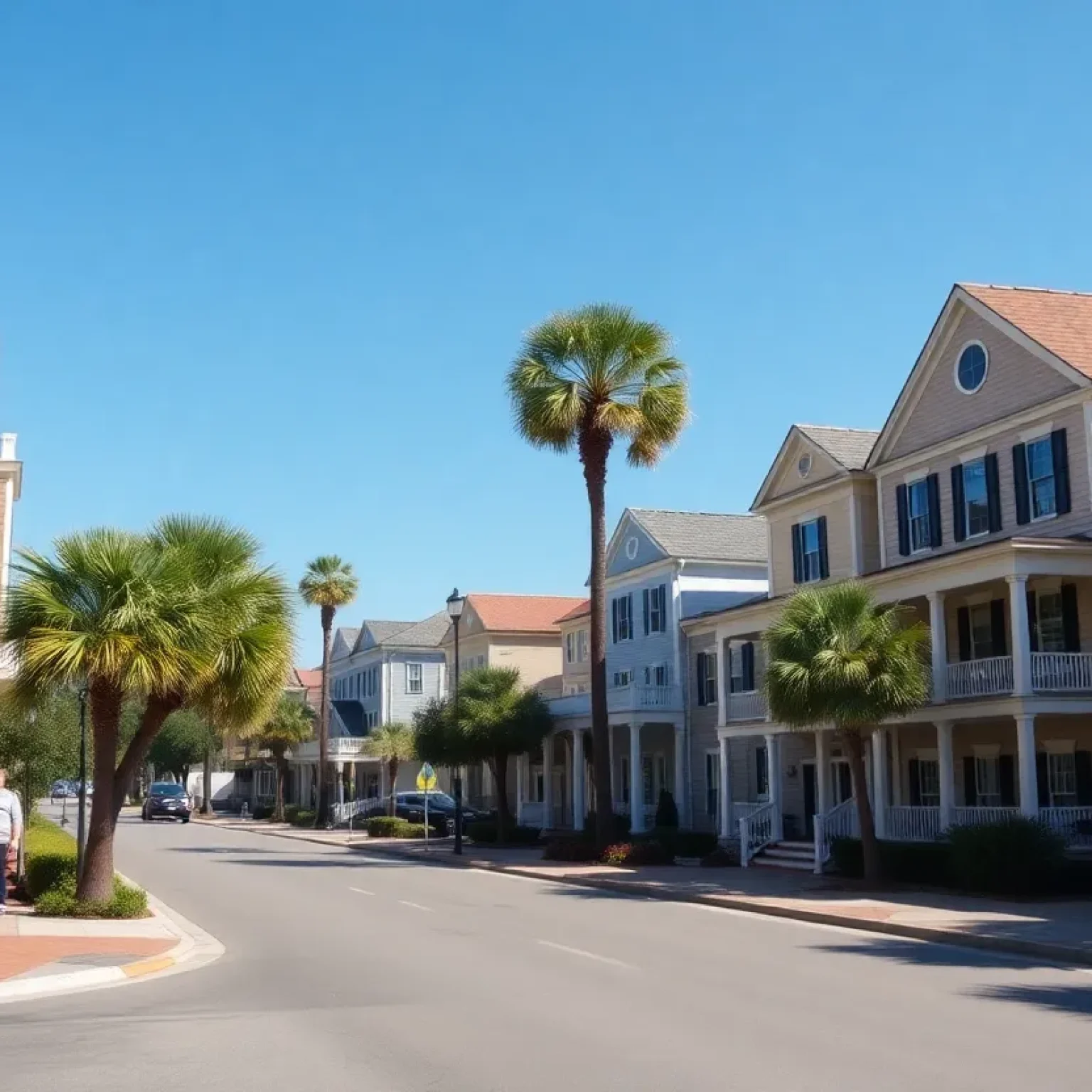 A charming historical street in South Carolina with classic architecture