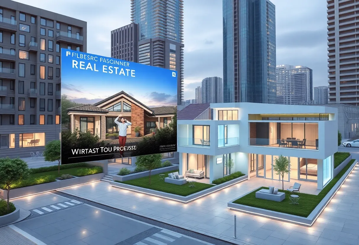 A conceptual representation of the future real estate market in 2025, highlighting innovative marketing techniques.