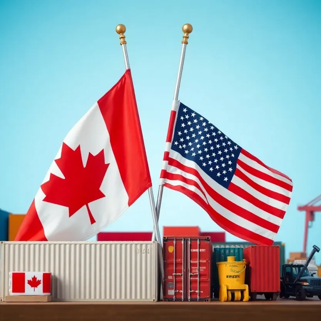 Symbolic image depicting trade tension between Canada and the U.S.