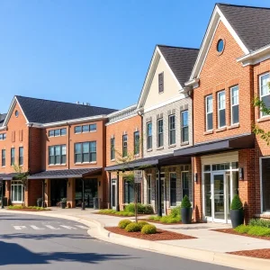 Newly constructed buildings in Chapin, SC reflecting new construction guidelines.