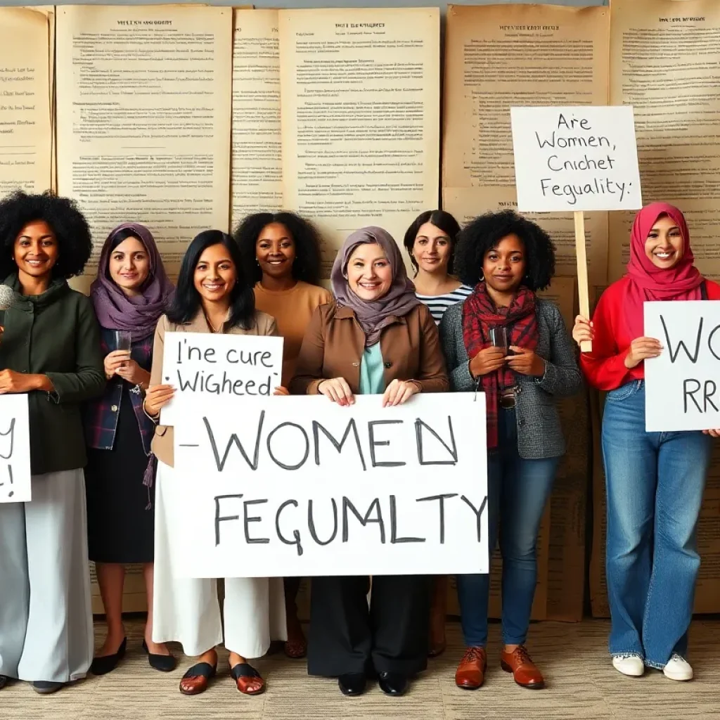 Diverse group of women advocating for equal rights