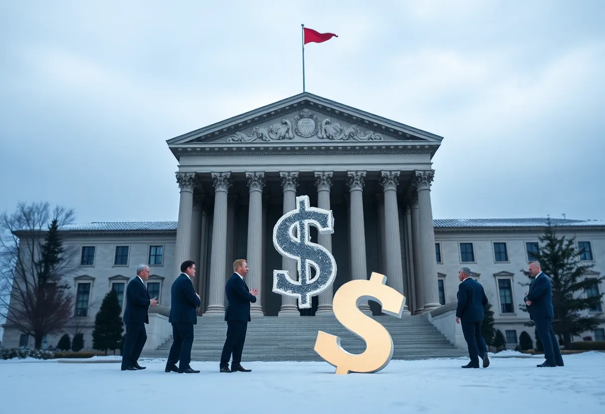 Symbolic image of government building representing federal grants freeze