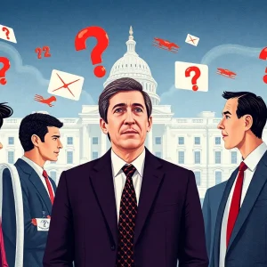 Illustration of government workers contemplating resignation.