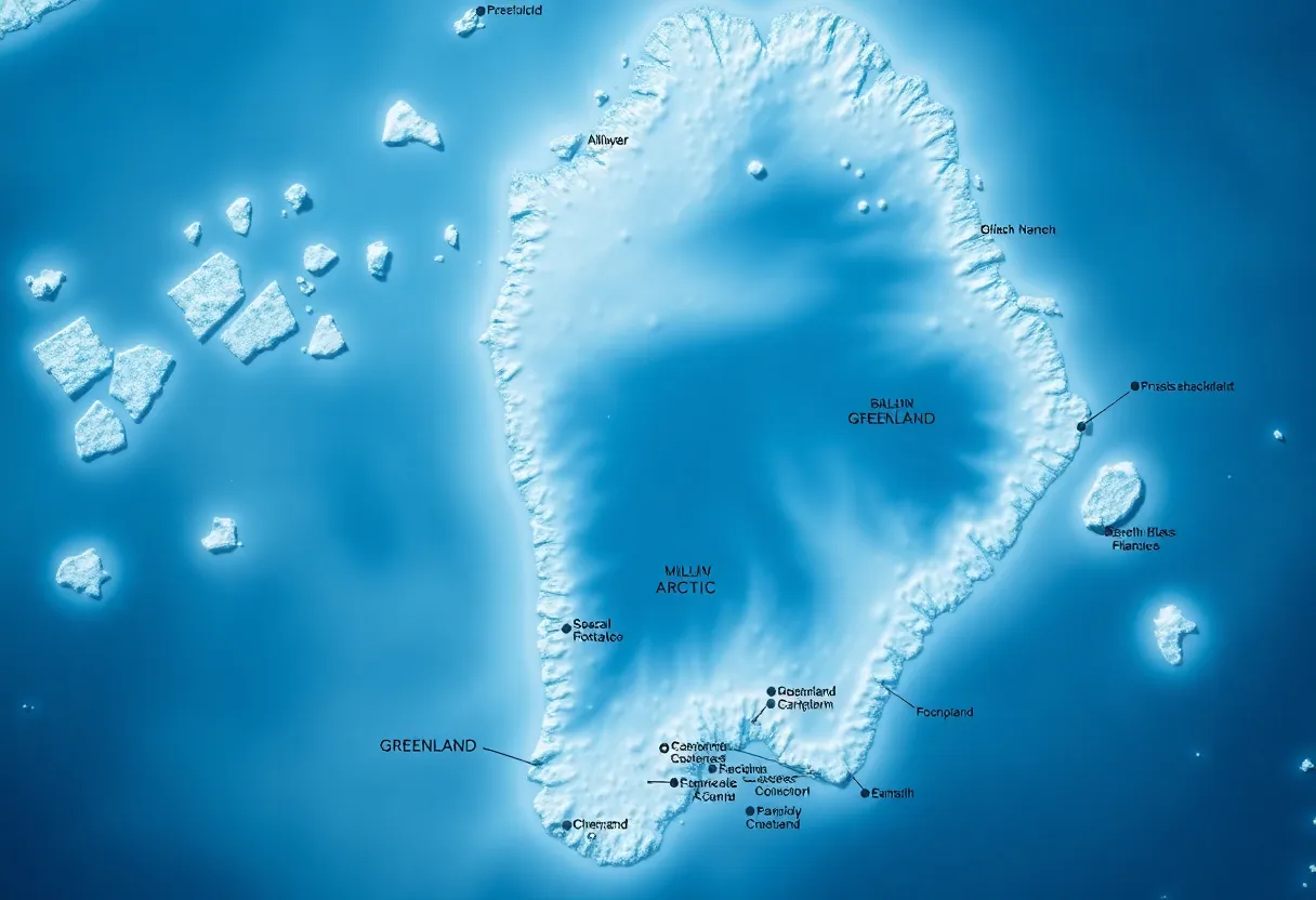 Map of Greenland with highlighted strategic locations