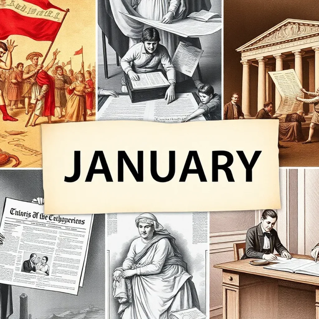 Collage of historical events on January 1