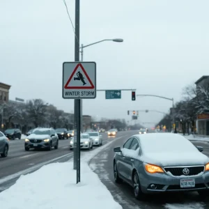 Snow-covered streets in Houston during the winter storm