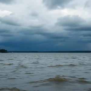 Strong winds causing choppy waters at a Central South Carolina lake