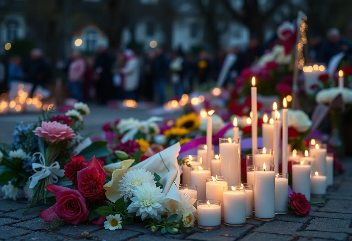 Vigils and flowers left in memory of MyAngel Walker in the community