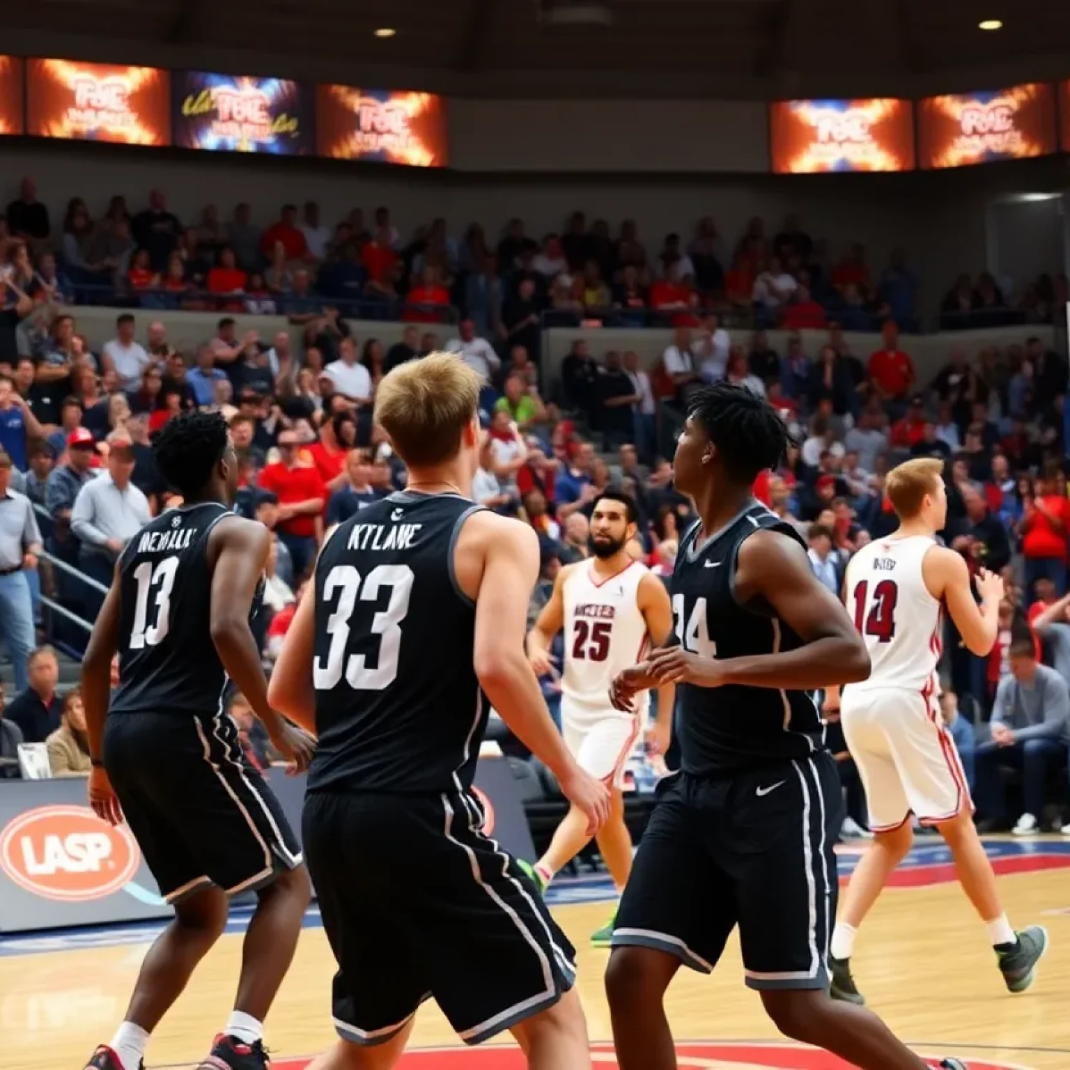 Newberry Academy players celebrating a basketball victory