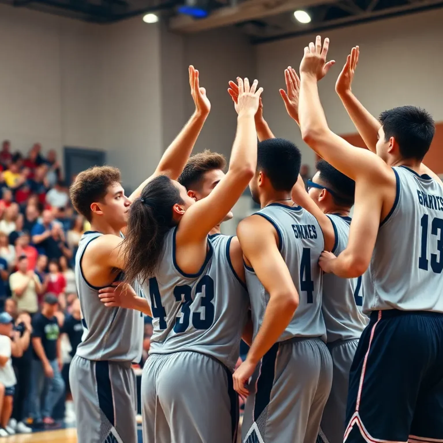 Newberry Bulldogs basketball team celebrating a win