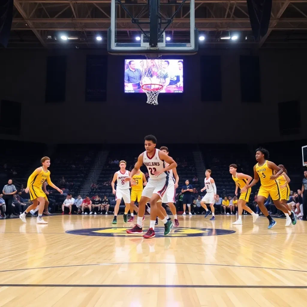 Newberry Bulldogs playing against Irmo Yellow Jackets in a basketball game