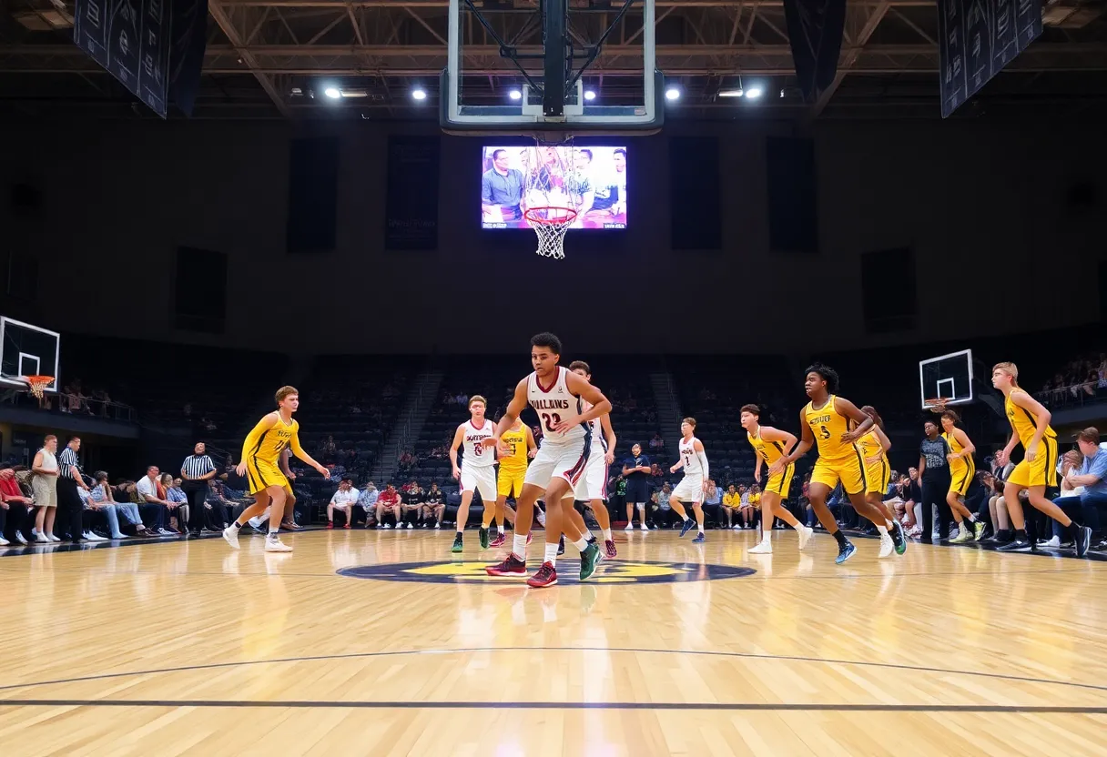 Newberry Bulldogs playing against Irmo Yellow Jackets in a basketball game