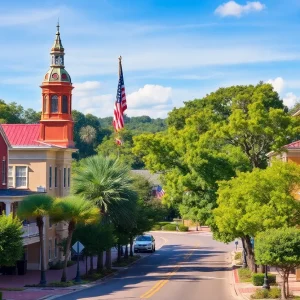 Tree-lined streets and historical buildings in Newberry, South Carolina