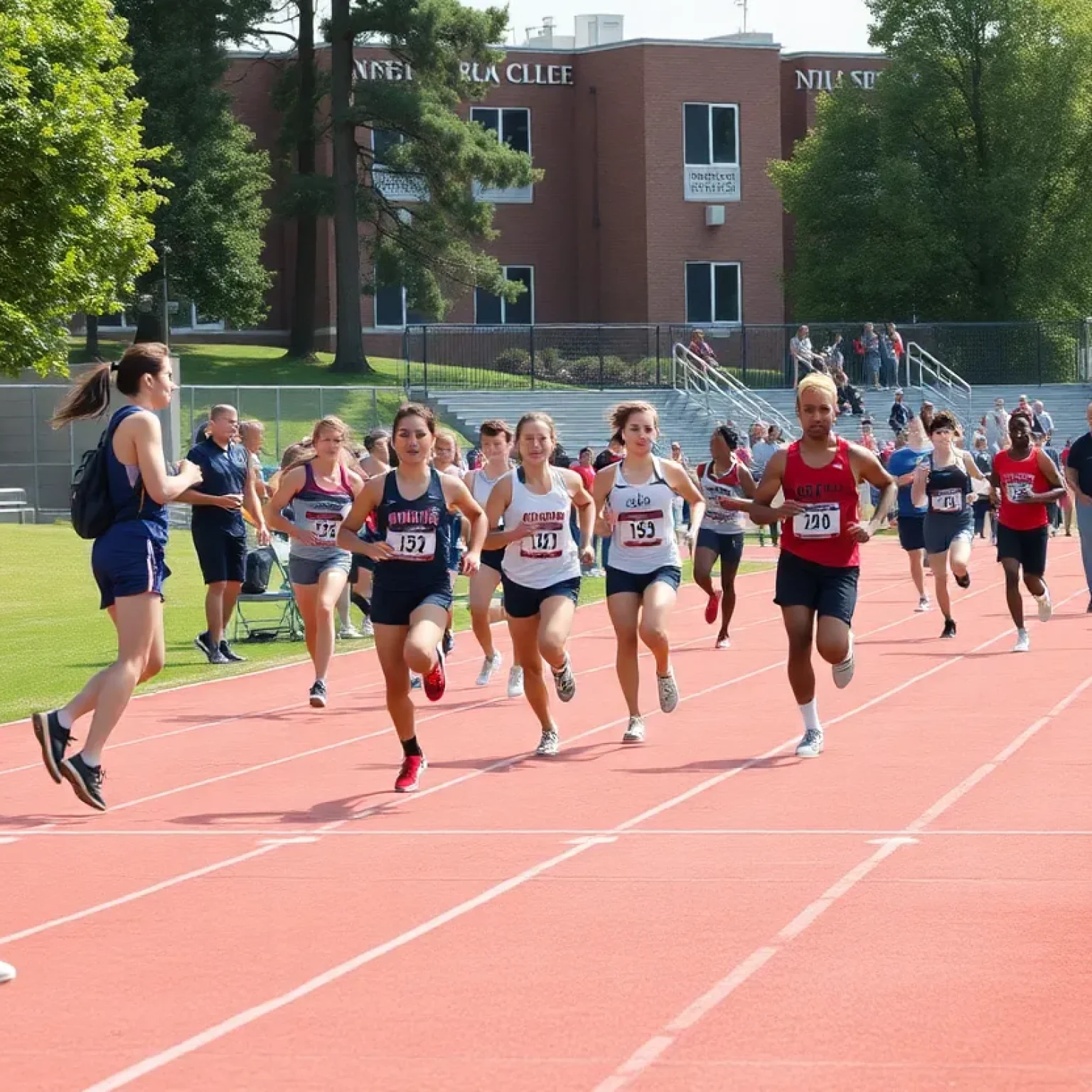 Track and field athletes competing in long jump and triple jump