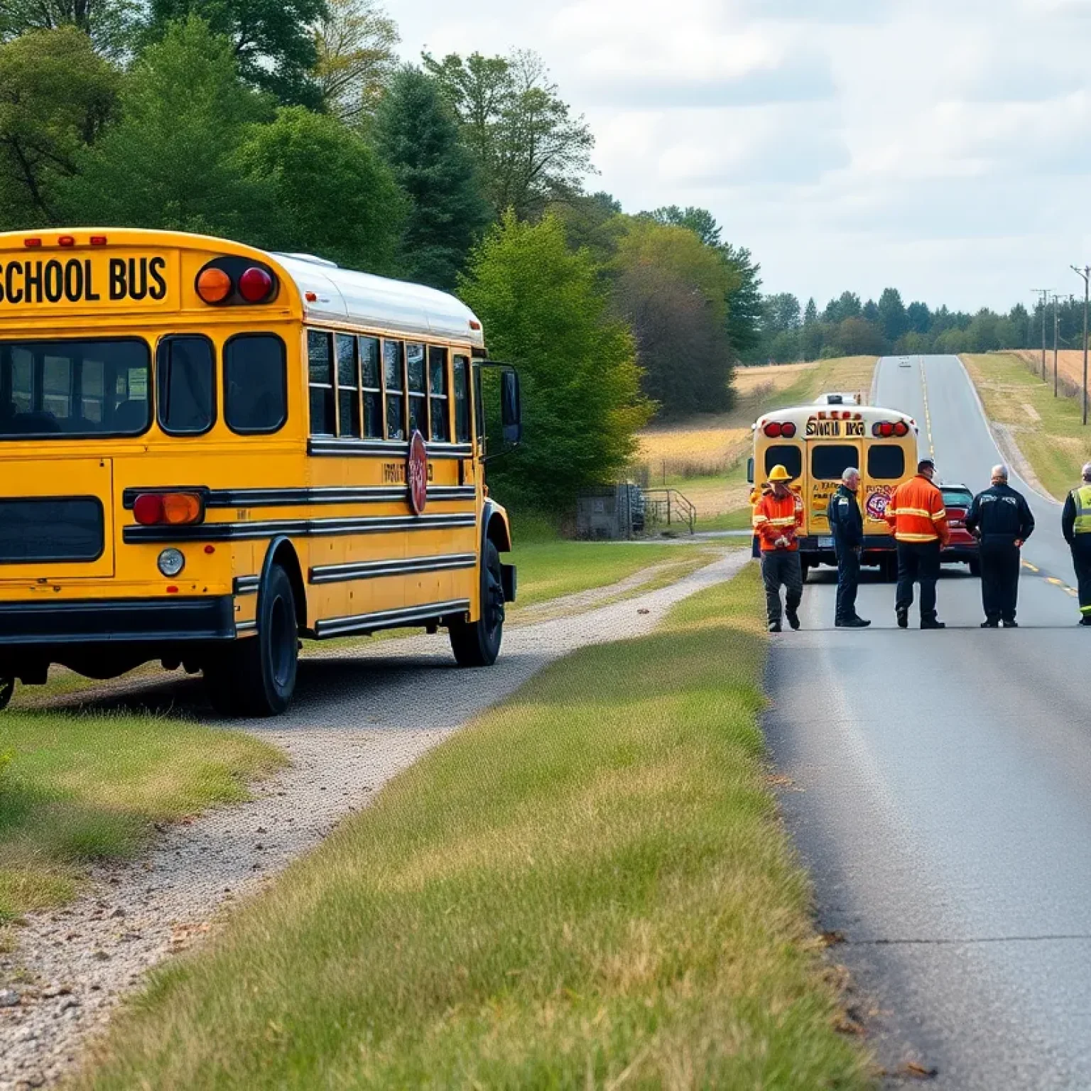 Emergency responders attending to a school bus accident in Newberry County.