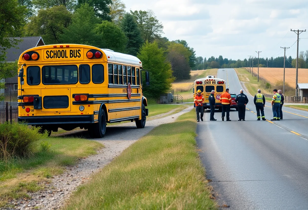 Emergency responders attending to a school bus accident in Newberry County.