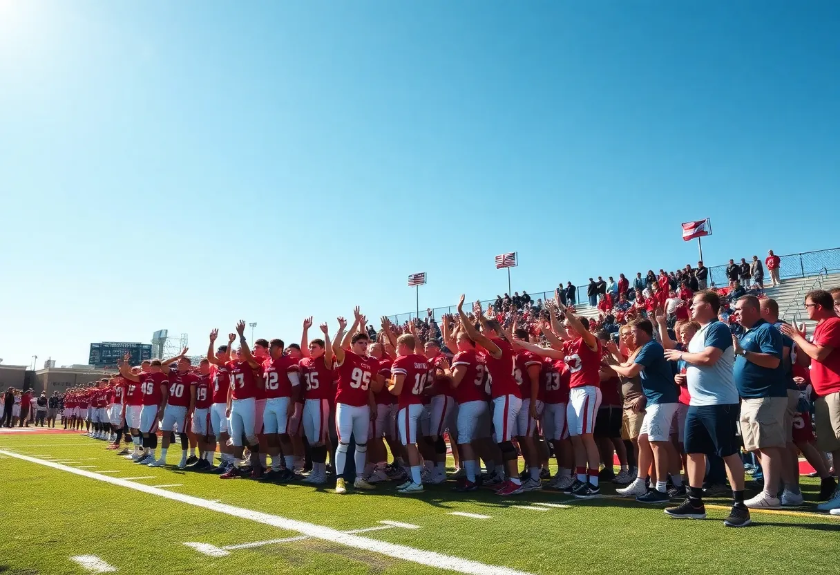 Newberry High School football team celebrating their achievements on the field.