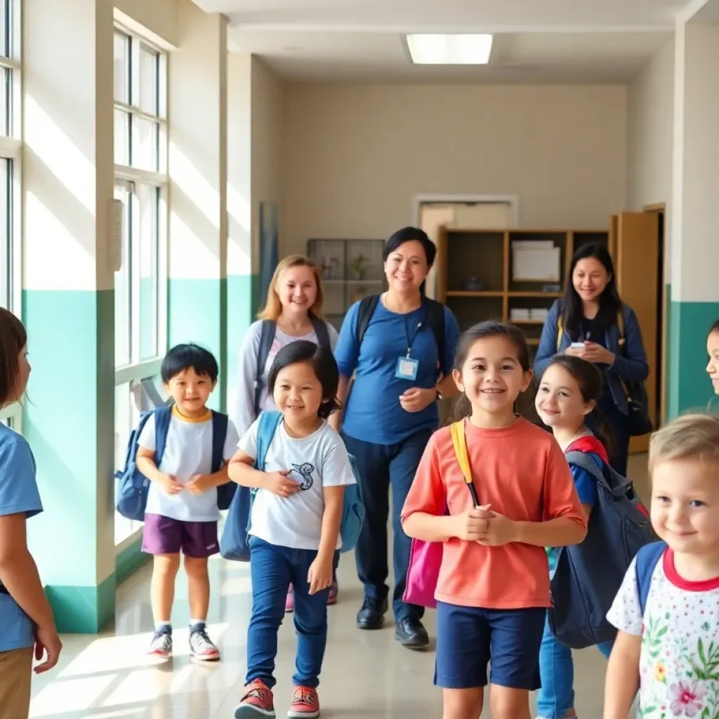 Students and teachers in a vibrant school setting