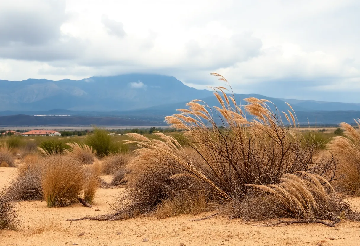 Landscape of Southern California affected by Santa Ana winds