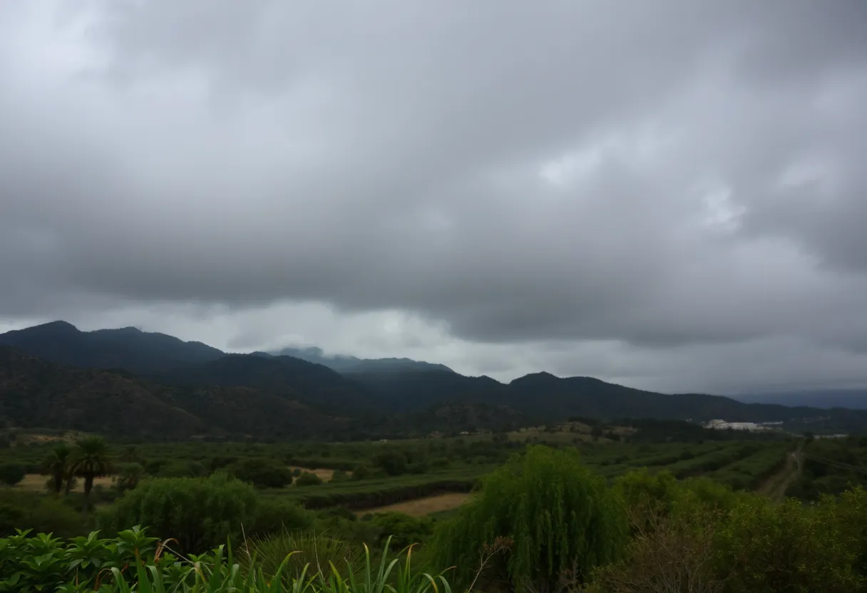 Rain-soaked landscape in Southern California